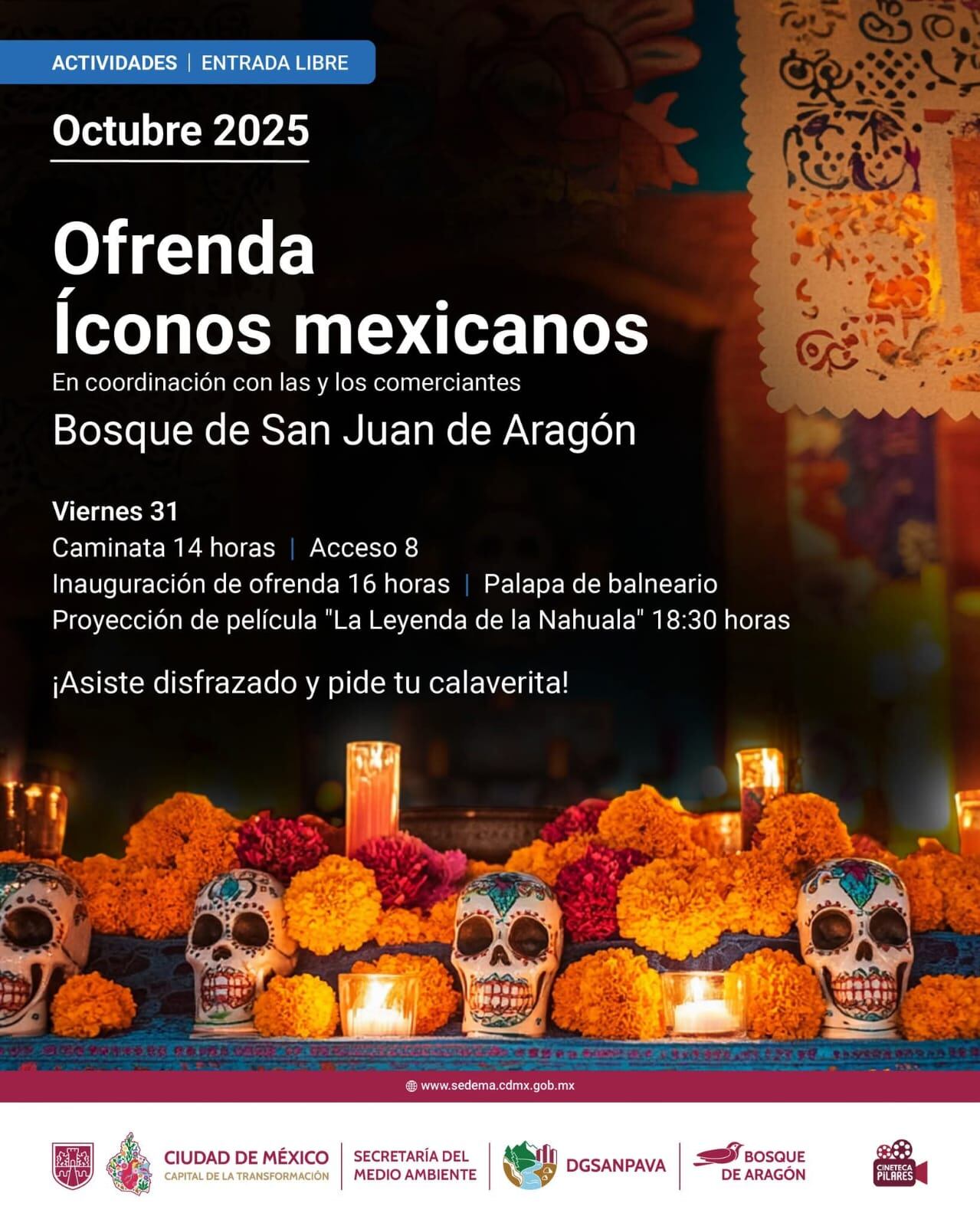 El Bosque de San Juan de Aragón ha preparado varias actividades culturales para este Día de Muertos. Foto: (Bosque de San Juan de Aragón)