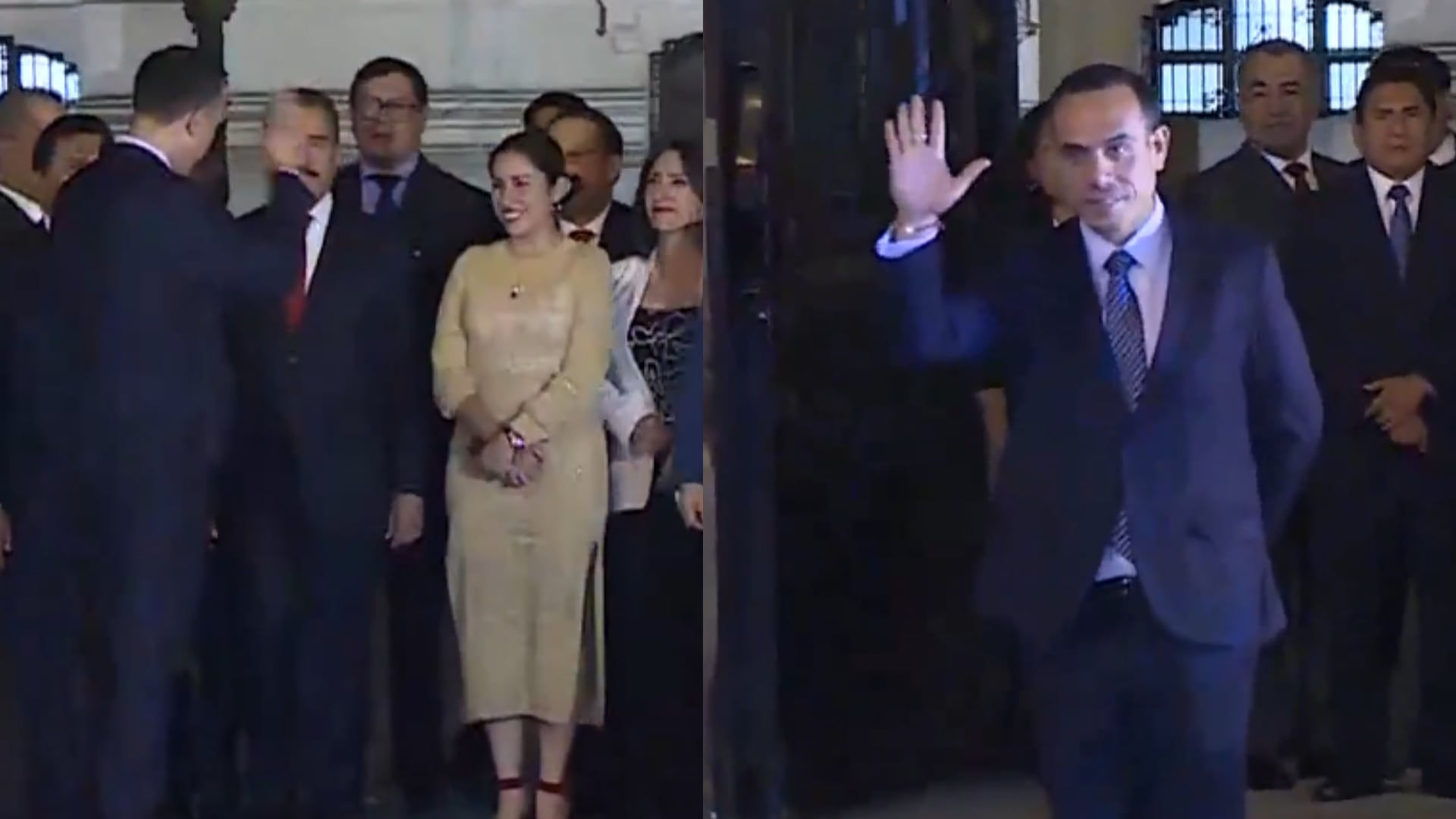 Censurado por el Congreso, José Jerí deja Palacio de Gobierno entre aplausos ministeriales. (Foto composición: Infobae Perú/Video captura: Canal N)