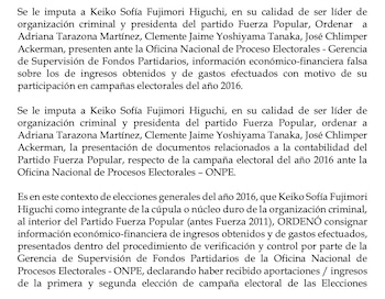 Imputación contra Keiko Fujimori