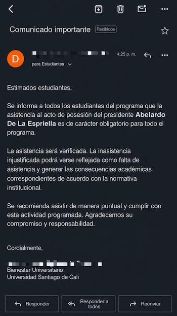 Este fue el correo que circuló en redes sociales el jueves 30 de julio de 2026 - crédito red social X