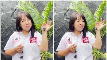 Mirtha Vásquez vende llaveros de