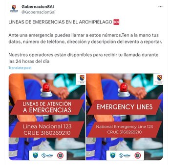 La Gobernación indicó que a