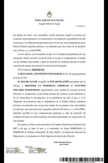 Justicia argentina desestima la extradición