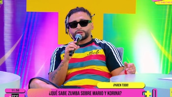 Zumba durante su visita a ‘Q’Bochinche’ revelando detalles de la crisis entre Mario Hart y Korina Rivadeneira. YouTube: ‘Q’Bochinche’