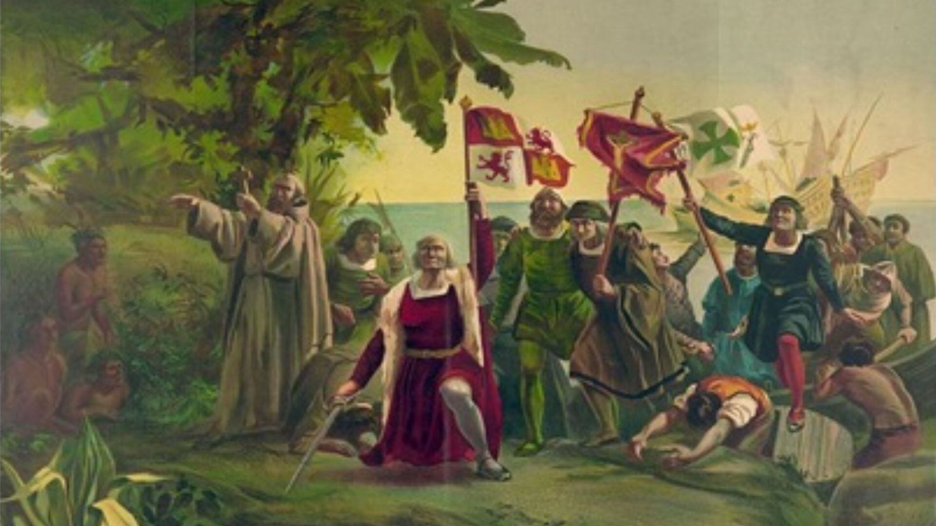 La imagen que compartió Villarruel para ilustrar la llegada de Colón a las