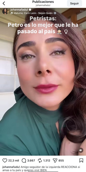 Johanna Fadul respondió a polémica y llamó a la participación activa en elecciones presidenciales - crédito johannafadul/Instagram