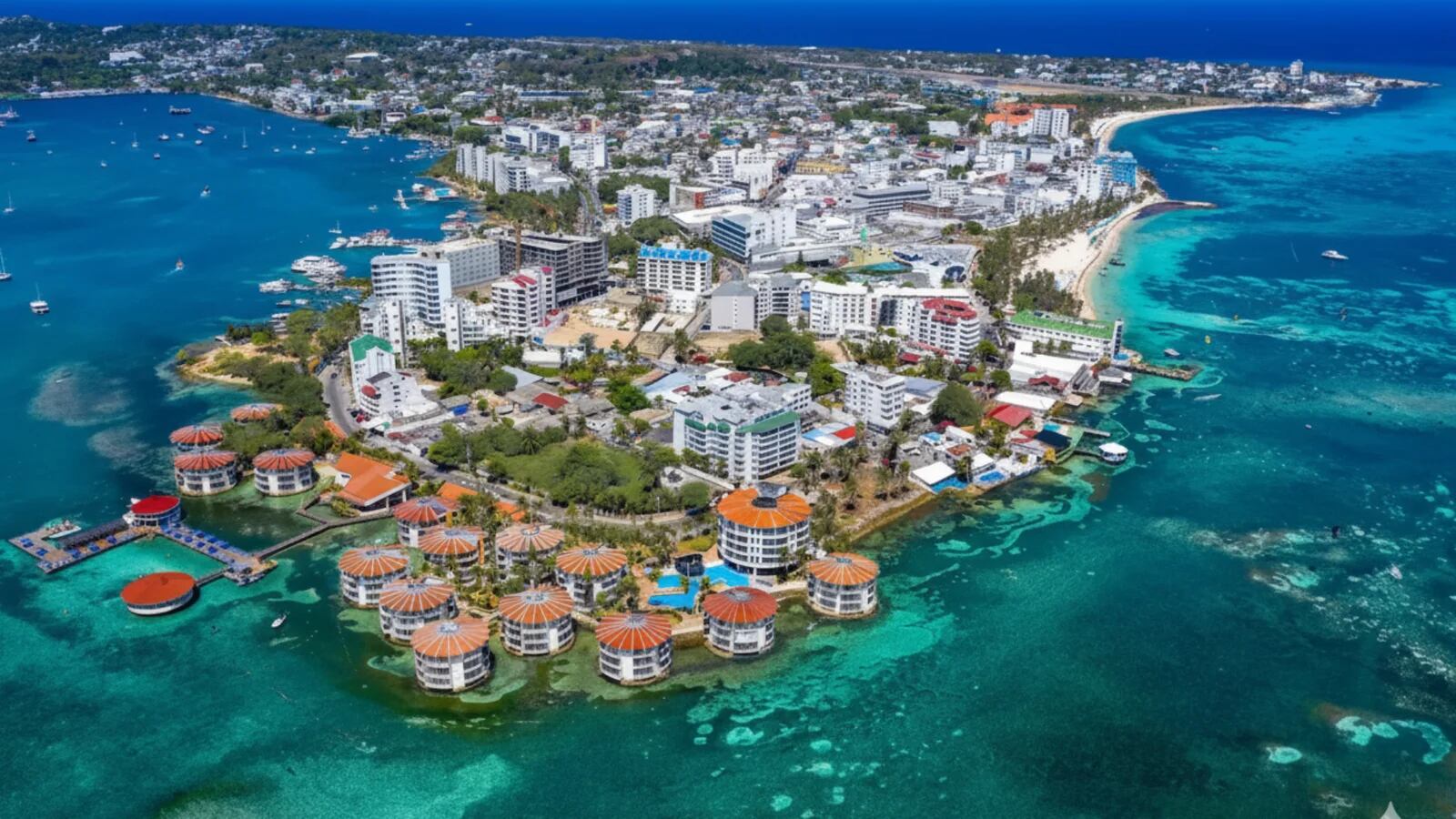 Vista aérea de San Andrés. La Corte Internacional de Justicia otorgó a Colombia la juridiccion de la isla (Foto archivo)