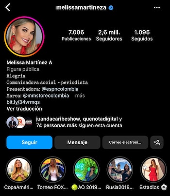 La presentadora Melissa Martínez eliminó