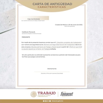 Carta antigüedad. (Foto: @Fonacot_oficial)