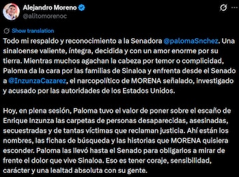 Alito Moreno respalda a senadora del PRI tras choque por expedientes de víctimas en el Senado.