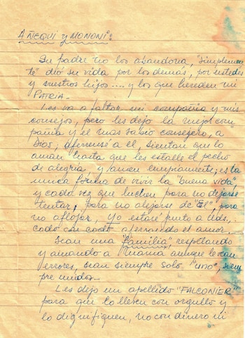 La carta que dejó Falconier