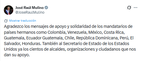 El presidente José Raúl Mulino recibió mensajes de respaldo de varios mandatarios de la región y del Gobierno de Estados Unidos. (Cortesía: José Raúl Mulino)