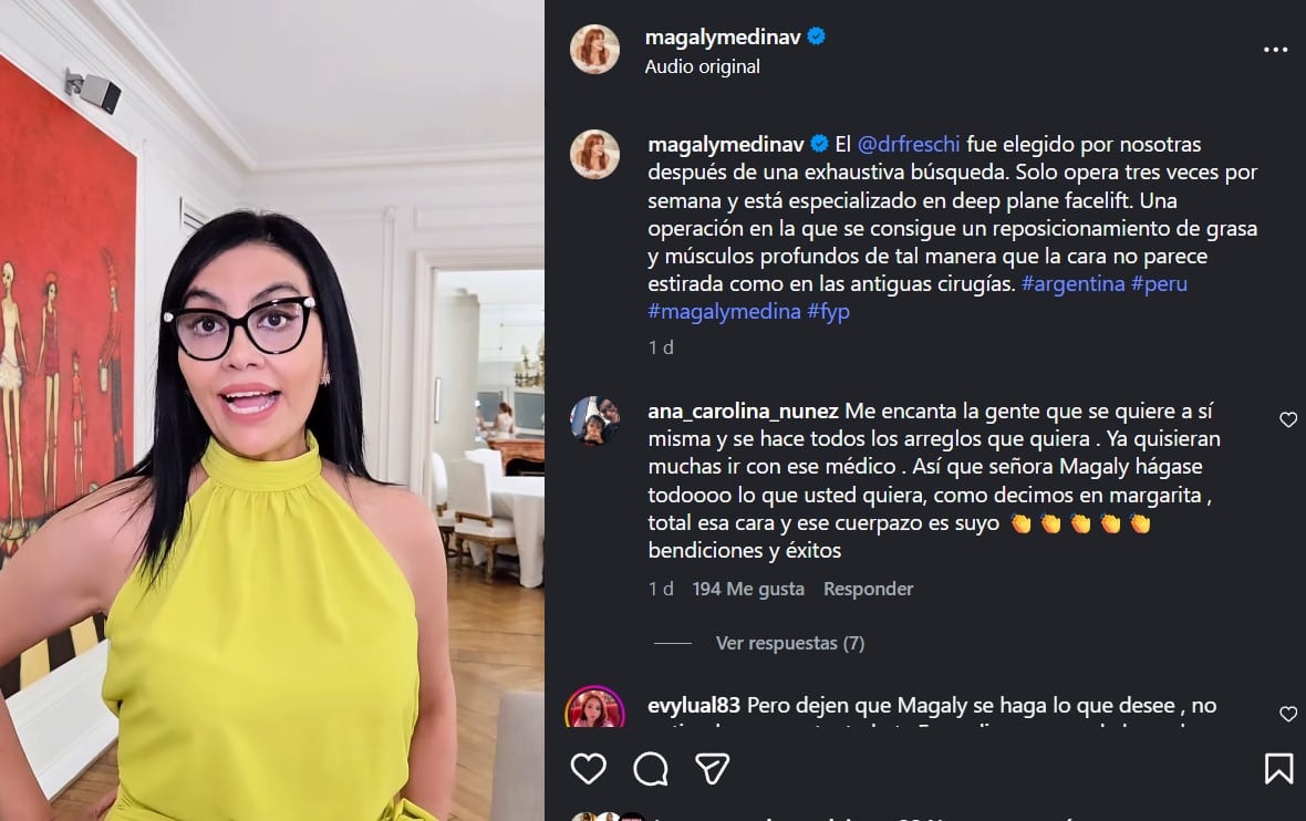 Magaly Medina reaparece y detalla su operación facial en Argentina. Infobae Perú / Captura: IG