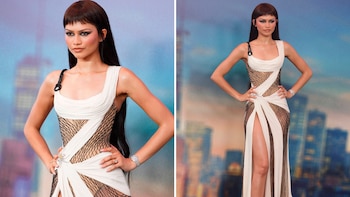 Zendaya deslumbra en Shanghái con un vestido de telaraña de Versace inspirado en Spider-Man