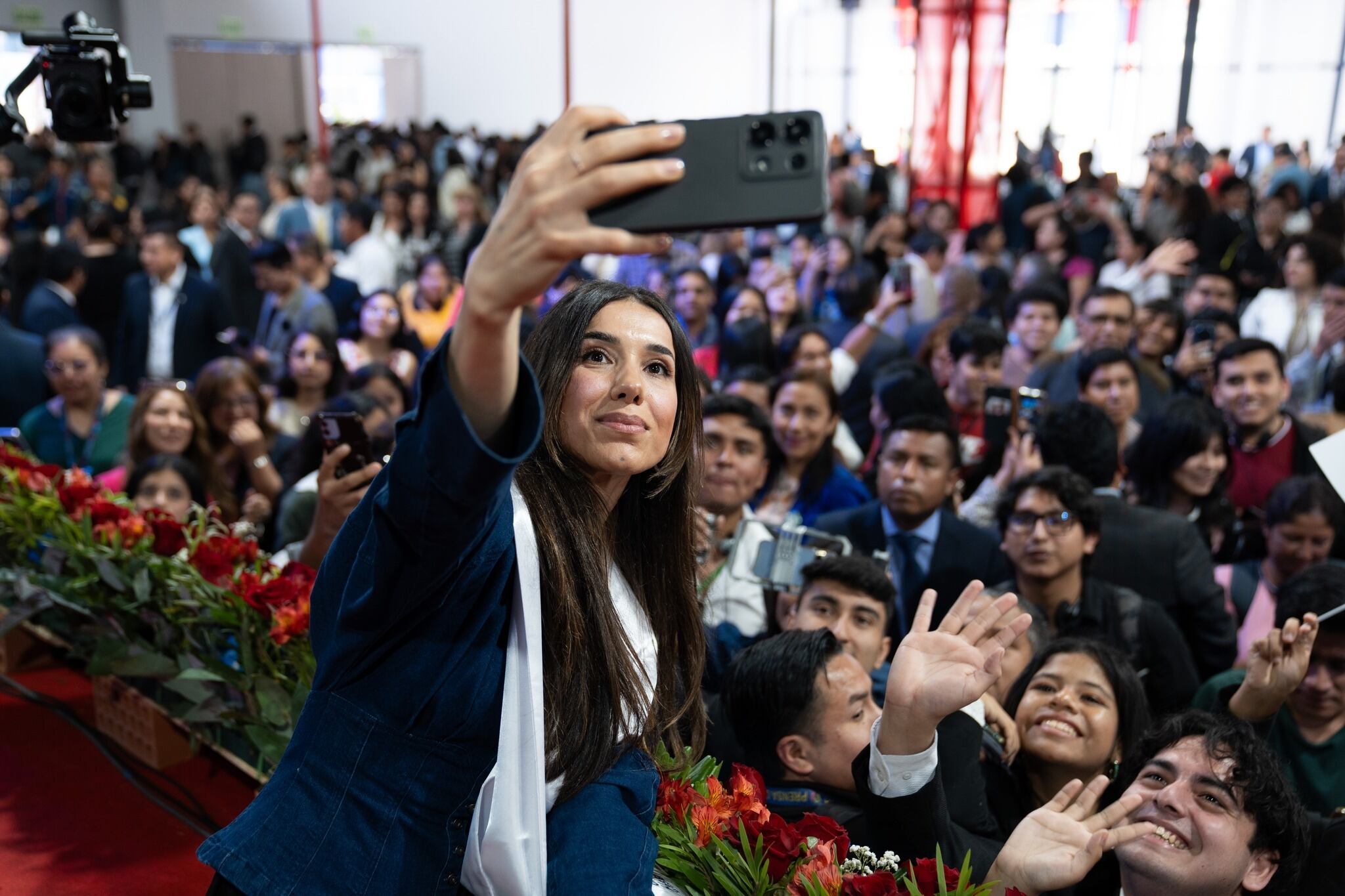 Nadia Murad, Premio Nobel de la Paz 2018, en la sede de la UCV en Los Olivos. Foto: Difusión