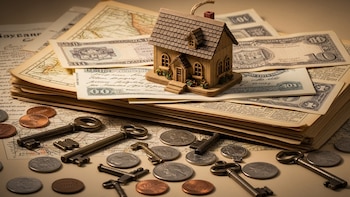 Concepto inmobiliario: Casa, llaves, documentos y dinero - VisualesIA ScribNews