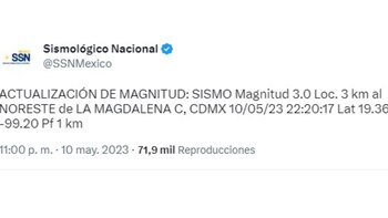 El Servicio Sismológico Nacional informó