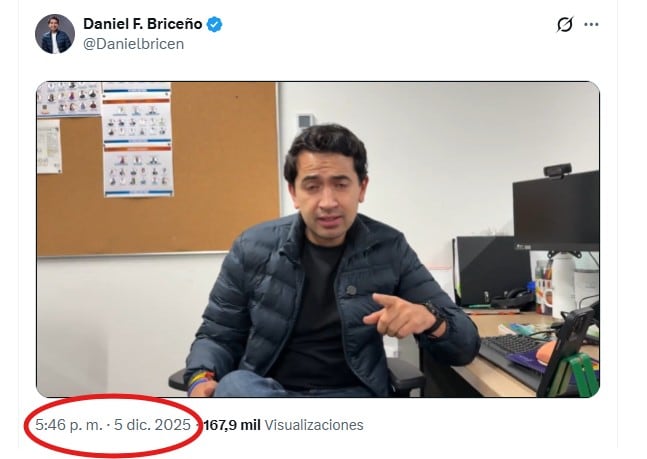 Daniel Briceño volvió a publicar una antigua rectificación para defenderse de los señalamientos que enfrenta actualmente - crédito @Danielbricen/X