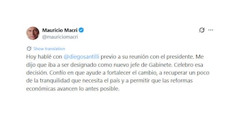 Javier Milei confirmou que Diego Santilli é o chefe de equipe de expressão