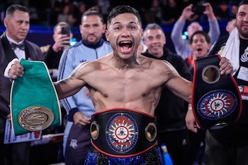 Braian Argüello se consagró campeón Fedelatin superpluma de la AMB tras vencer por nocaut a Neri Romero (Instagram)
