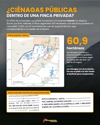 Cepeda señaló que parte de la finca Polonia, en Sucre, abarcaría terrenos de uso público y pidió iniciar un proceso de deslinde para establecer su delimitación y recuperar las áreas que corresponderían a la Nación. - crédito @IvanCepedaCast/X