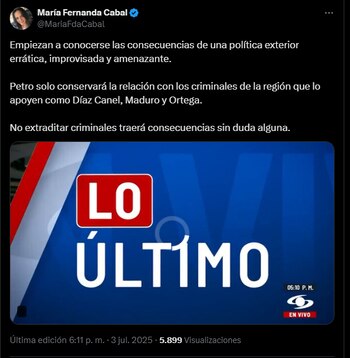 María Fernanda Cabal aseguró que