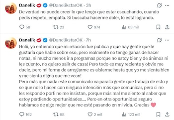 La influencer respondió en la red social X a los dichos de su expareja sobre la ruptura