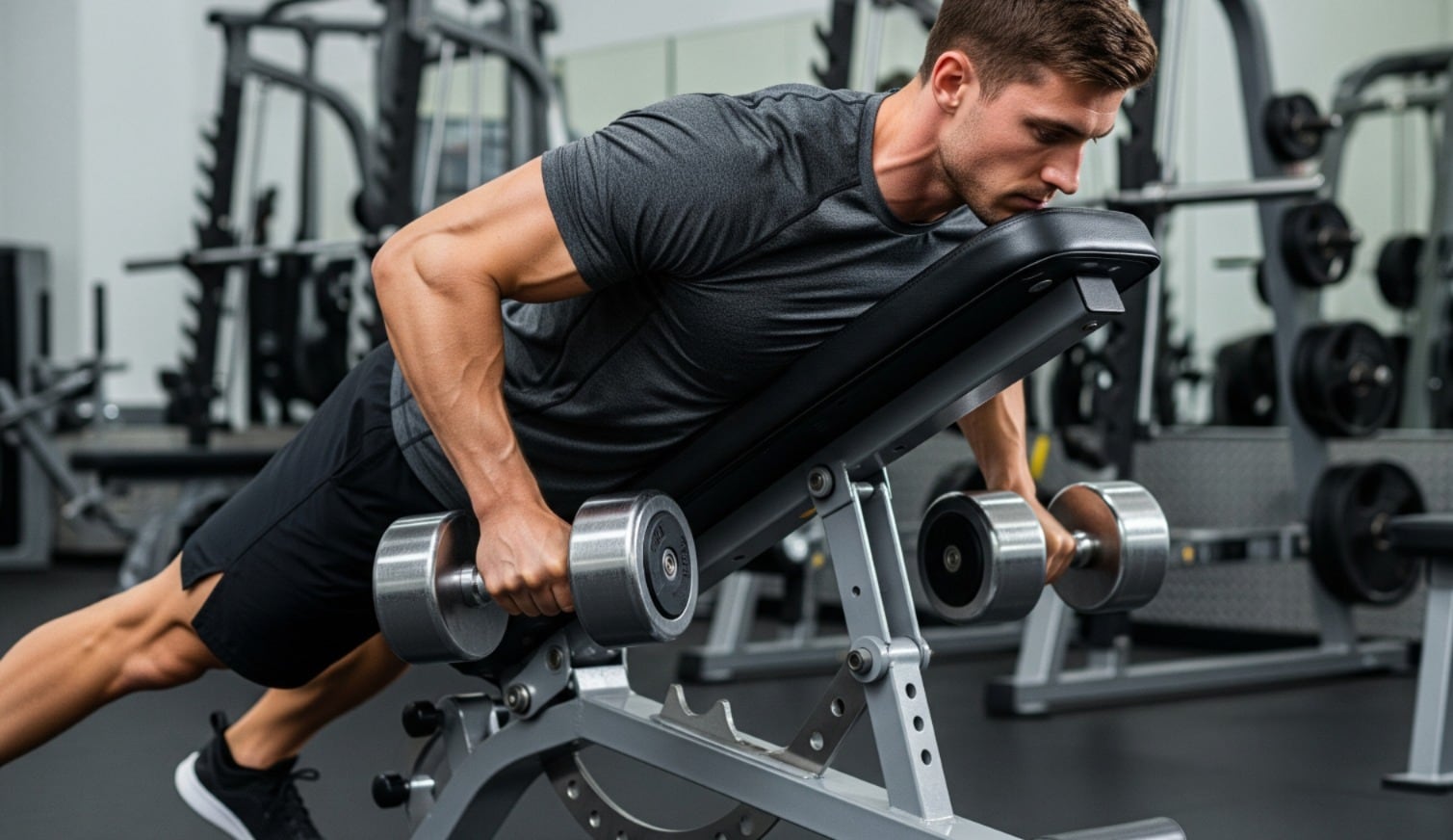 El remo inclinado es uno de los ejercicios más recomendados para trabajar bíceps, deltoides posteriores y toda la musculatura estabilizadora de la espalda. (Imagen Ilustrativa Infobae)