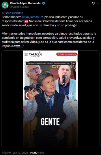 Claudia López exigió responsabilidad al