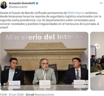 Armando Benedetti instó a reforzar la supervisión electoral para proteger la voluntad popular - crédito @AABenedetti/X