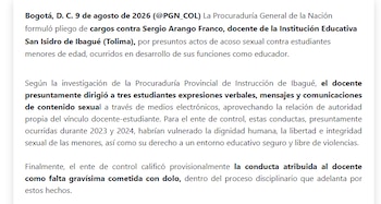 Comunicado Procuraduría - crédito Procuraduría