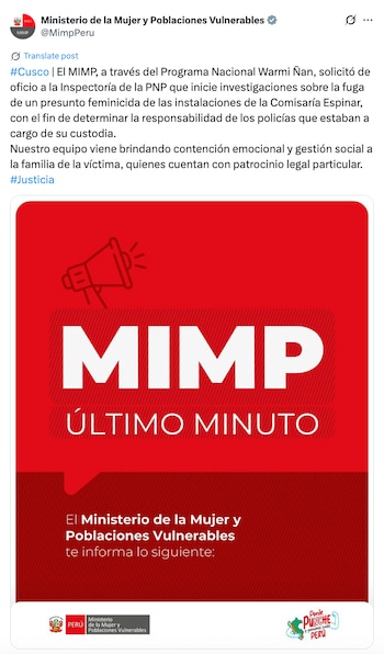 MIMP se pronuncia ante la