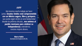 Marco Rubio destacó la cooperación entre México y Estados Unidos en materia de seguridad durante su mensaje por el Día Nacional de México. (X @USEmbassyMEX)