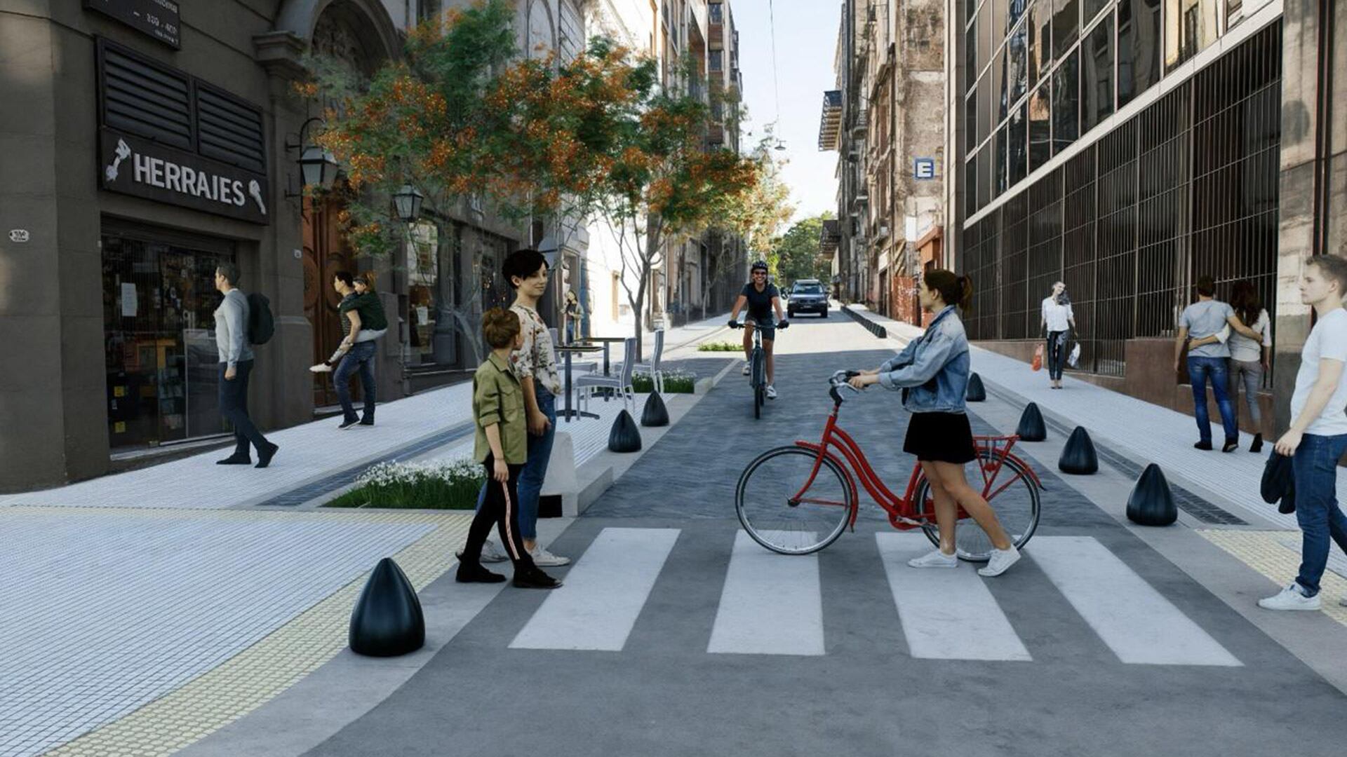 El proyecto sobre Viamonte suma áreas verdes, mobiliario urbano y mejoras en la seguridad peatonal