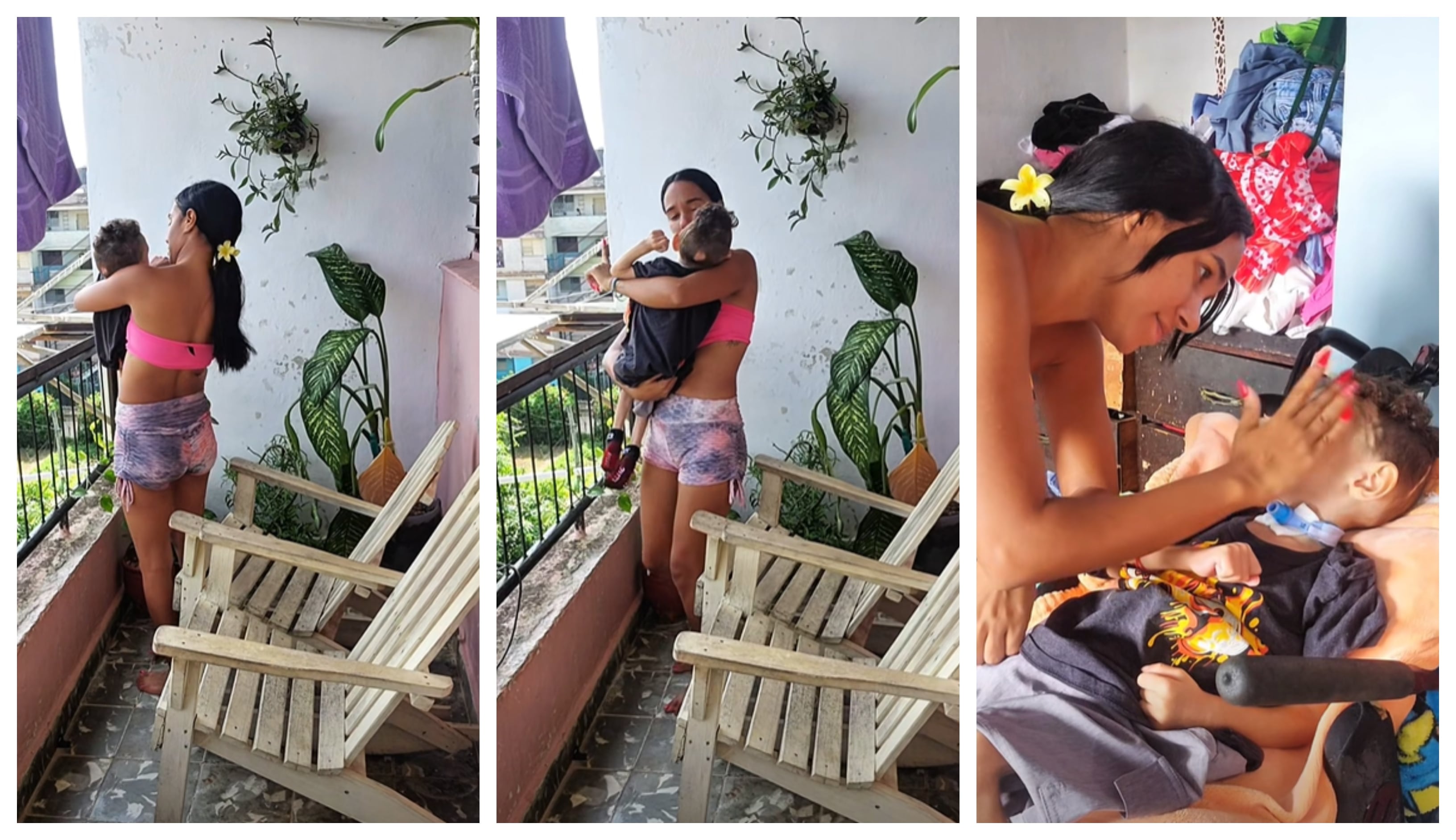 Sin empleo por cuidar al pequeño y sin apoyo familiar, la mujer enfrenta la falta de medicinas y comida en la isla, sacrificando su bienestar diario por la salud del menor (Composición fotográfica Infobae)
