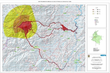 Mapa Amenaza Volcán Nevado del