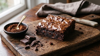 Receta de brownies con trocitos de chocolate amargo, rápida y fácil