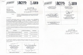 Acuerdo político de respaldo a la elección de nuevos magistrados en el CNE - crédito En Marcha