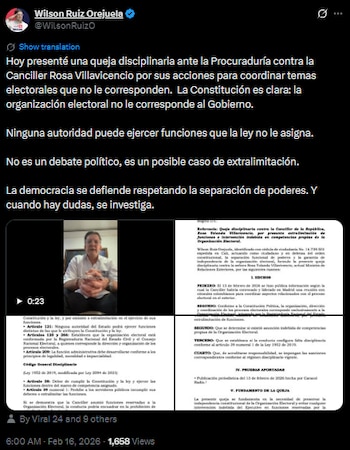 Denuncian a la canciller Villavicencio