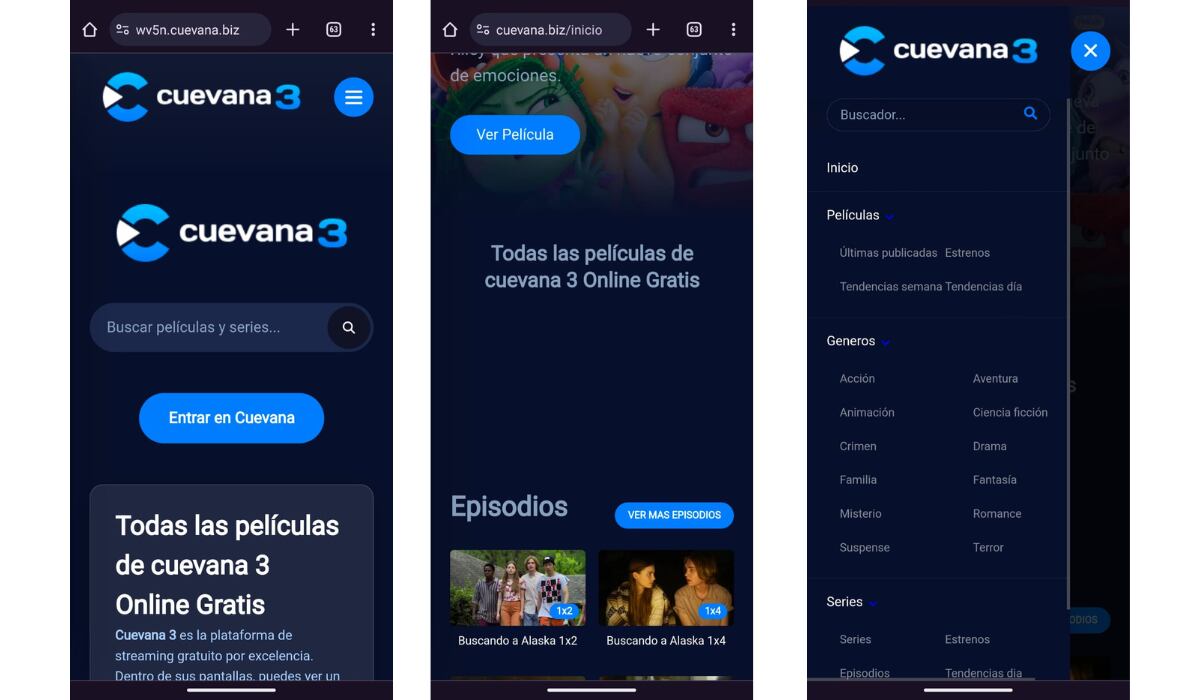 En Cuevana se pueden encontrar diversos títulos recién estrenados en cine al igual que en Magis TV, lo que representa un riesgo. (Cuevana)