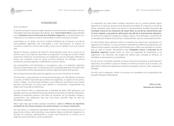 Documento impreso con el membrete del Congreso de la Nación Argentina que contiene la fundamentación firmada por la diputada Mónica Frade