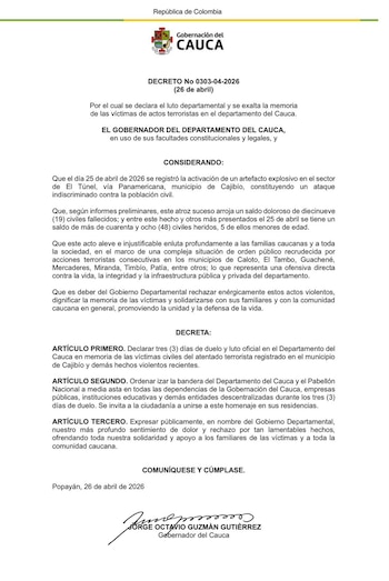 La cifra de heridos tras la explosión en la vía Panamericana ascendió a más de 48 personas, de acuerdo con la Gobernación del Cauca - crédito Gobernación del Cauca