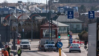 Vista del cruce fronterizo entre