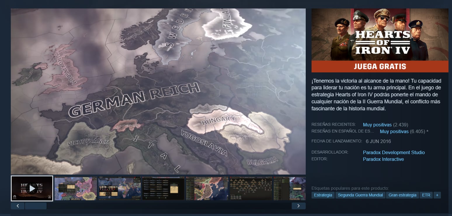 El jugador toma el control de cualquier nación entre 1936 y 1939, con la posibilidad de seguir o alterar el curso histórico. (Steam)