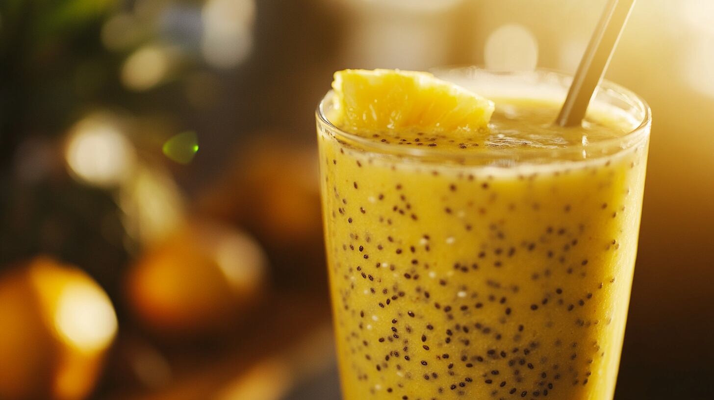 Licuado de piña con chía, una bebida fresca y nutritiva que aporta fibra, antioxidantes y omega 3 de forma natural. - (Imagen Ilustrativa Infobae)
