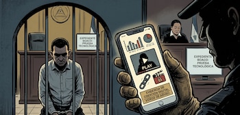 El dispositivo, utilizado presuntamente para grabar y coaccionar a la víctima, es ahora la principal evidencia de la Fiscalía en el proceso judicial en Boaco - Visuales IA.