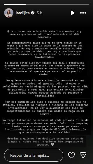 Anthía López, conocida como La Mijita, negó públicamente que su presencia provocara la separación de la pareja - crédito @lamiijita/Instagram