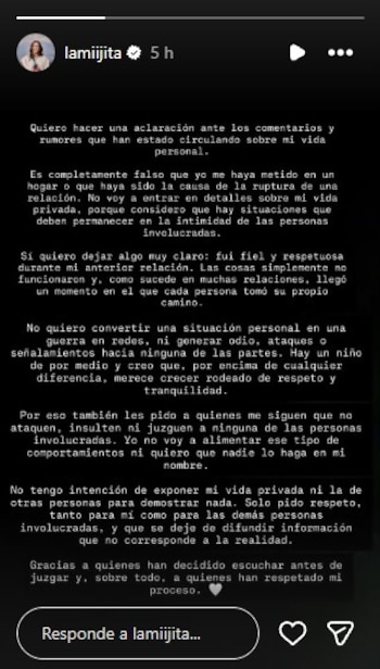 Anthía López, conocida como La Mijita, negó públicamente que su presencia provocara la separación de la pareja - crédito @lamiijita/Instagram