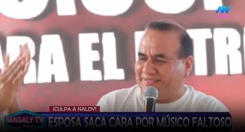 Naldy Saldaña negó romance con César Sánchez, pero su esposa responde con inesperada acusación. Captura: Magaly TV La Firme.