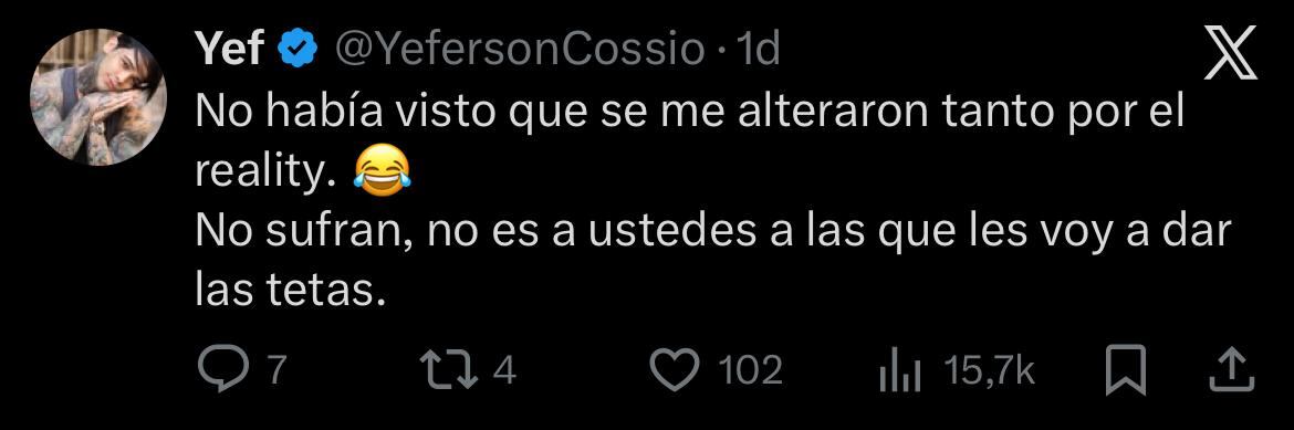 Yeferson Cossio respondió a las críticas por su